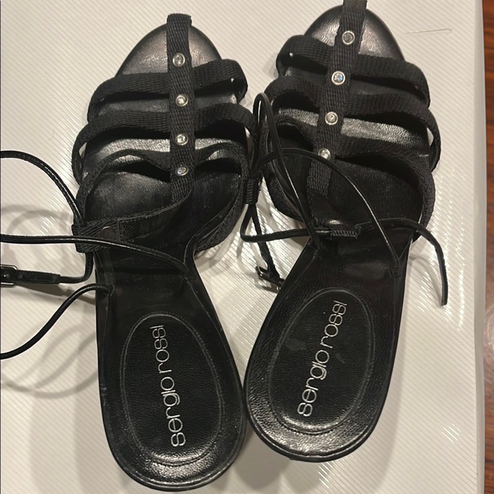 Sergio Rossi Black Strappy Sandals